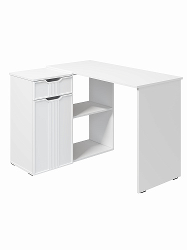 Стол угловой Эмилия ЭЛ-47 белый структурный/меренга