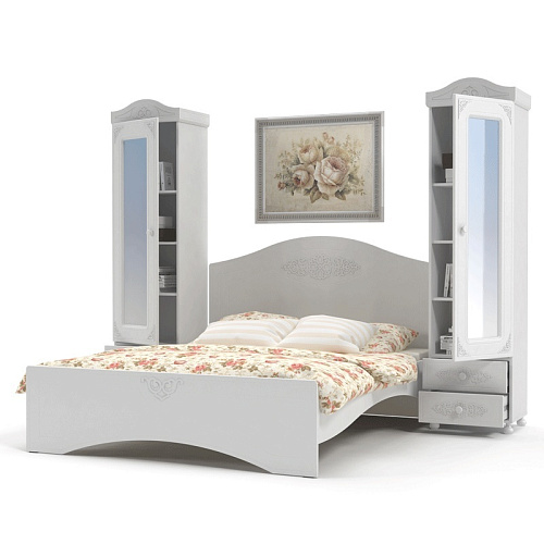 Шкаф-пенал с зеркалом Ассоль АС-1 белое дерево