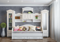 Шкаф-пенал со стеклом Ассоль АС-1 белое дерево