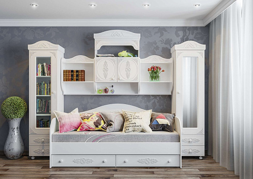 Шкаф-пенал со стеклом Ассоль АС-1 белое дерево