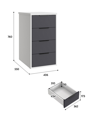 Тумба К-52 белый структурный/графит