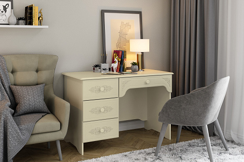 Стол письменный левый Ассоль плюс АС-6 ваниль