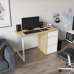 Стол С-411 блэквуд ячменный/меренга (1200х550 белая опора)