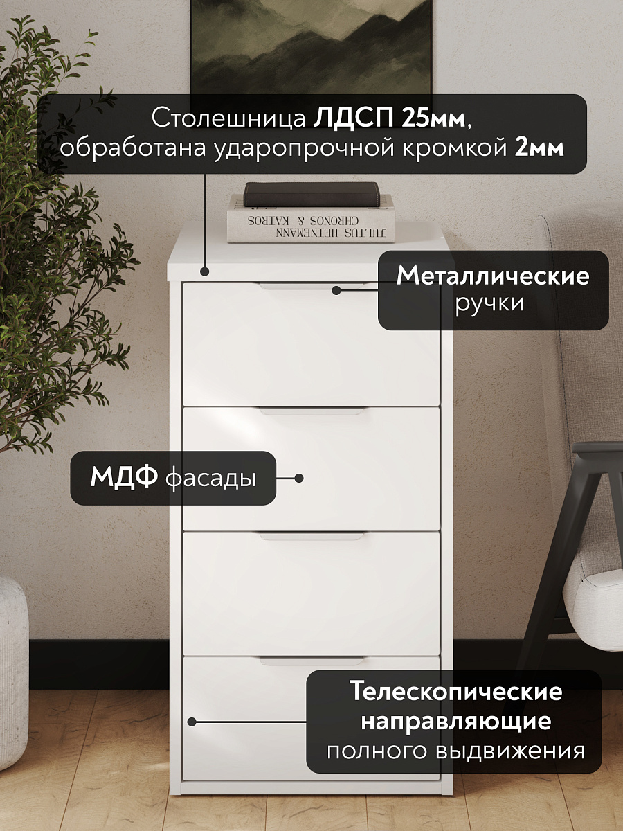 Тумба К-53 белый структурный/меренга