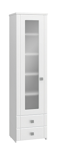 Шкаф-пенал со стеклом Изабель ИЗ-63К белое дерево