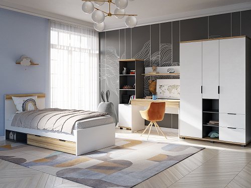 Комплект мебели для детской Скайлайт СЛ-009 блэквуд ячменный/графит/белый/меренга