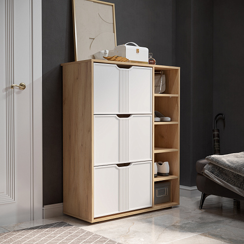 Тумба Эмилия ЭЛ-42 дуб крафт золотой/меренга