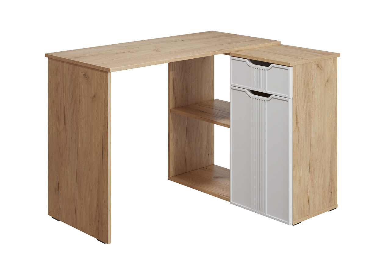 Стол угловой Эмилия ЭЛ-46 дуб крафт золотой/меренга