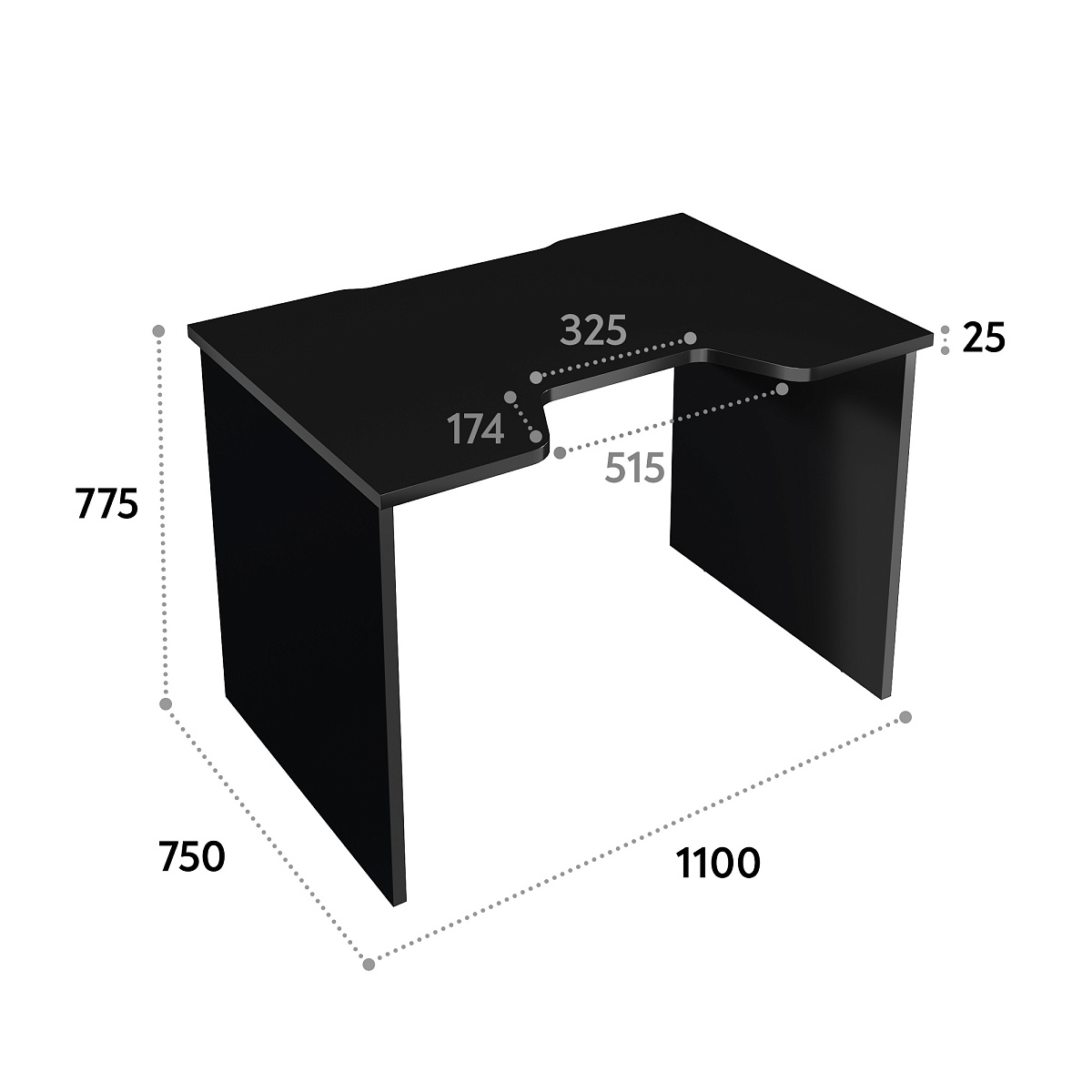 Геймерский стол С-241 черный/черный (1100х750)