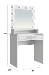 Туалетный столик с зеркалом Ассоль Лайт ТСН-4 белое дерево