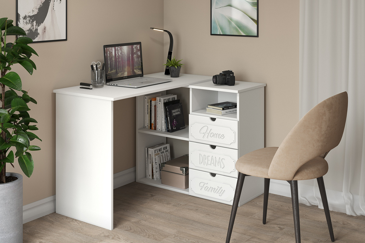 Стол угловой Дримстар ДС-5 белое дерево