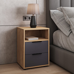 Тумба прикроватная Оптима ОП-07 дуб крафт золотой/графит