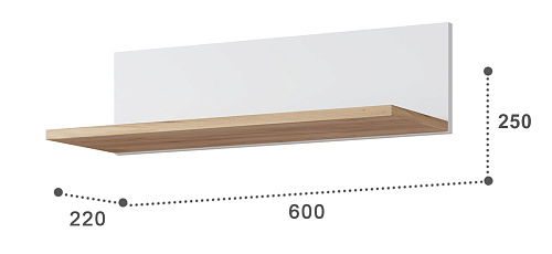 Полка Эмилия ЭЛ-8 дуб крафт золотой/меренга