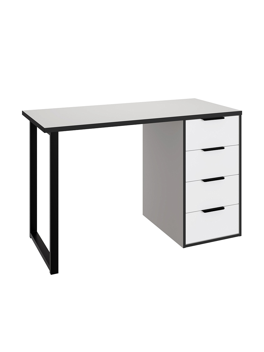 Стол С-400 белый структурный/меренга/черная кромка