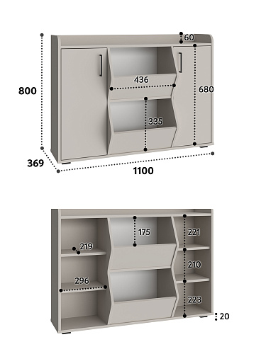 Тумба Т-14 глиняный серый