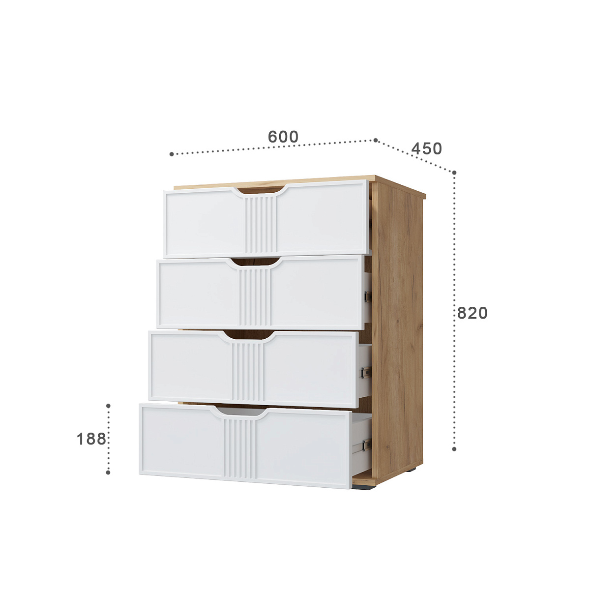 Комод Эмилия ЭЛ-19 дуб крафт золотой/меренга