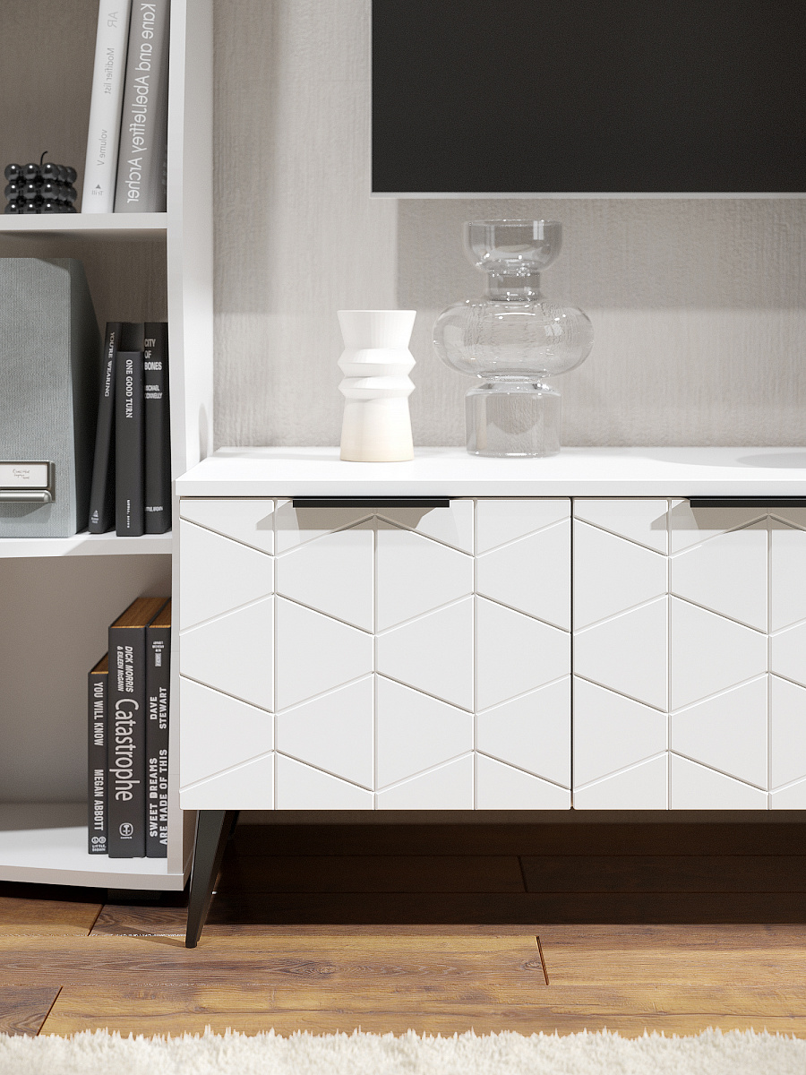 Тумба ТВ Контемпо КТ-05 белый бриллиант/бланж