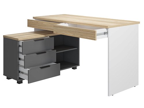 Стол Скайлайт СЛ-21К блэквуд ячменный/графит/белый