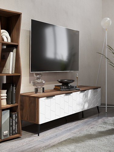 Тумба ТВ Контемпо КТ-05 дуб барокко янтарный/бланж