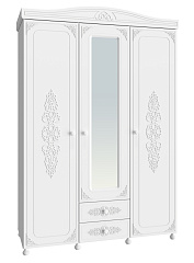 Шкаф трёхдверный с зеркалом Ассоль АС-27 белое дерево