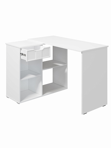 Стол угловой Эмилия ЭЛ-47 белый структурный/меренга