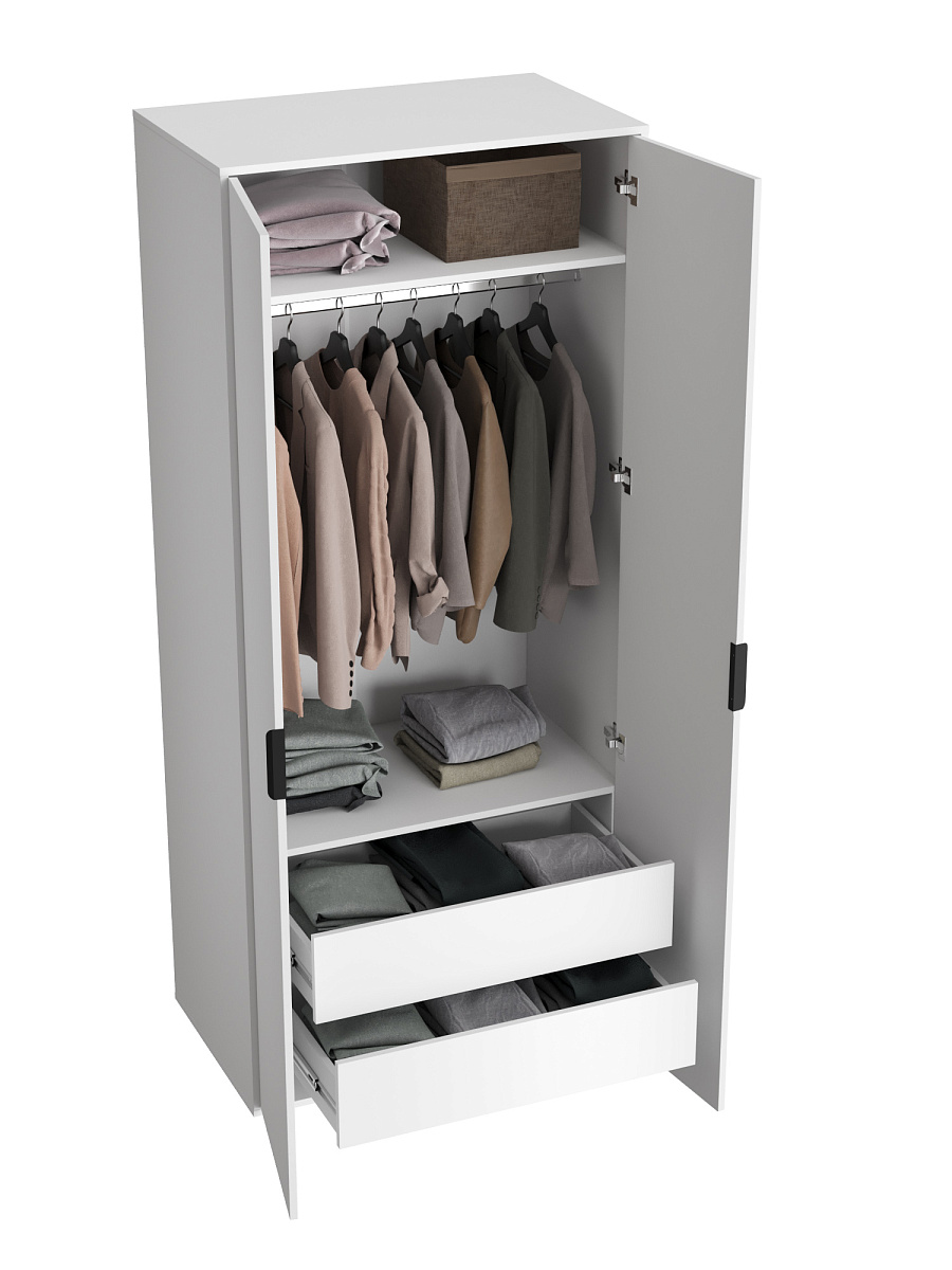 Шкаф для одежды Оптима ОП-14 белый структурный/меренга