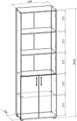 Шкаф-пенал открытый ОФ-301К блэквуд сатиновый