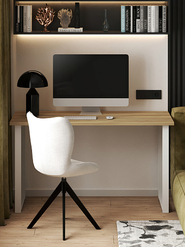 Стол С-600 блэквуд ячменный/каркас белый (1350х600)