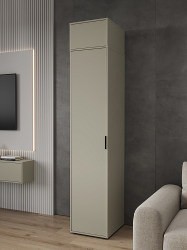 Шкаф-пенал с антресолью Оптима ОП-128 глиняный серый/риолит