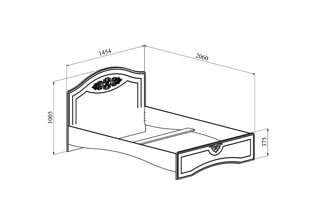 Кровать Ассоль АС-112К (2000x1400) белое дерево