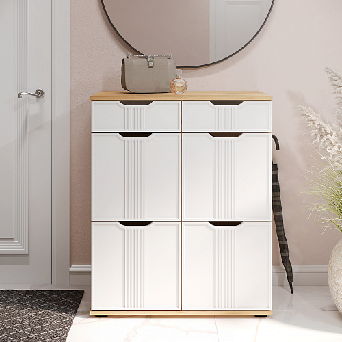 Комод Эмилия ЭЛ-20 дуб крафт золотой/меренга