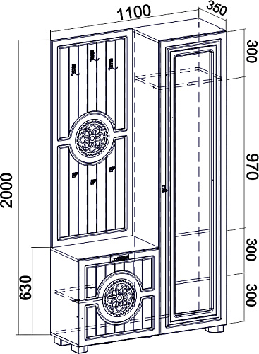 Шкаф комбинированный «Монблан» МБ-11 береза снежная