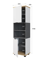 Стеллаж Скайлайт СЛ-4К блэквуд ячменный/графит/белый/меренга