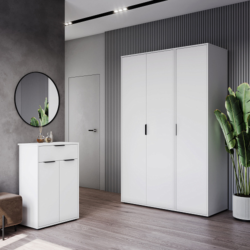 Комплект мебели для прихожей Оптима ОП-105 белый структурный/меренга