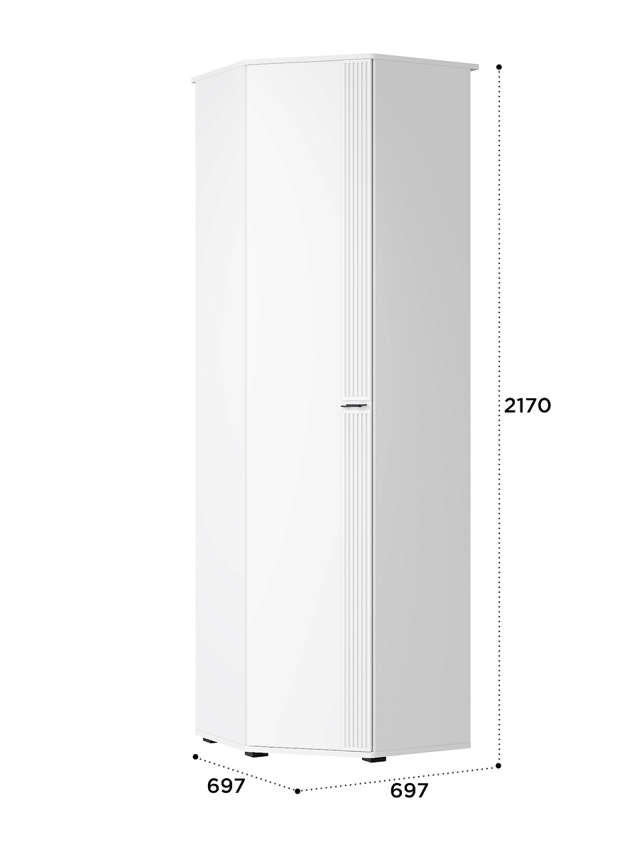 Шкаф угловой Эмилия ЭЛ-14К глухой белый структурный/меренга