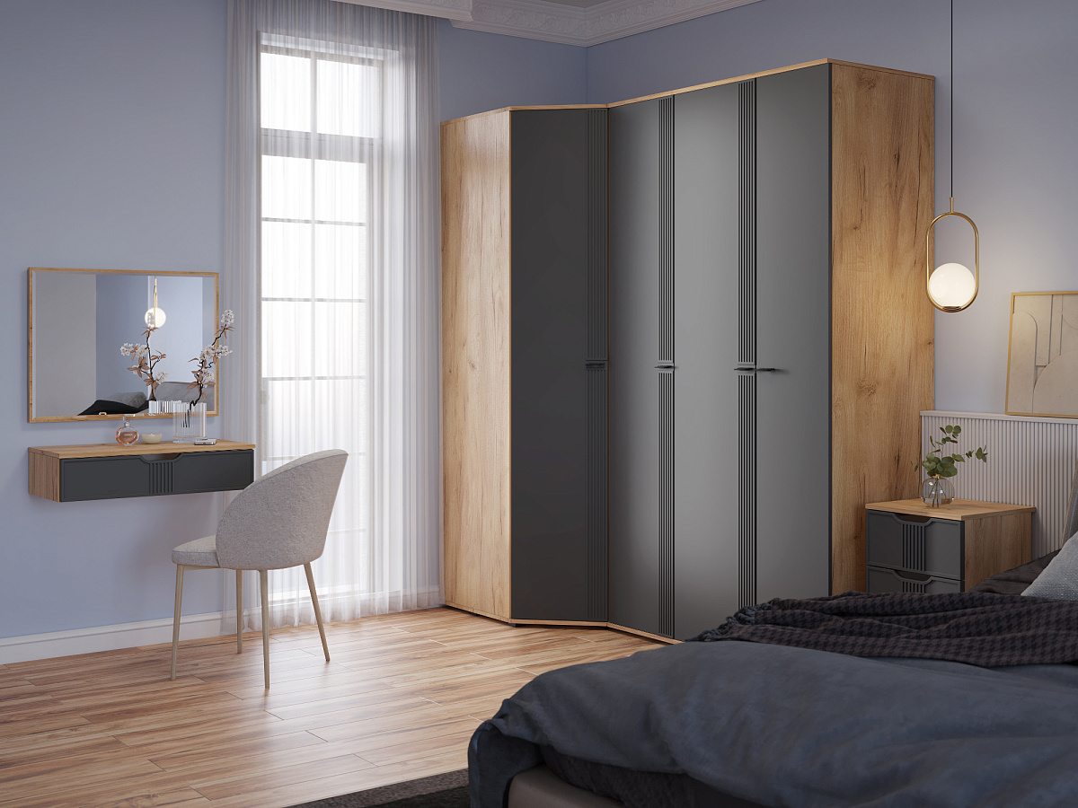 Шкаф для одежды Эмилия ЭЛ-16К глухой дуб крафт золотой/графит