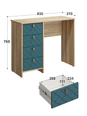 Стол Велламо ВО-10 блэквуд ячменный/морская волна