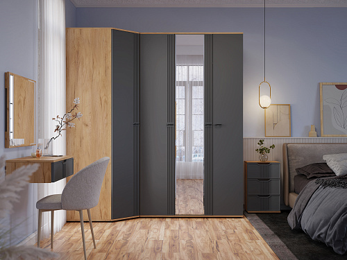 Шкаф для одежды Эмилия ЭЛ-13К комбинированный дуб крафт золотой/графит