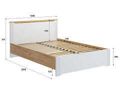 Кровать Эмилия ЭЛ-29 (140х200) дуб крафт золотой/меренга