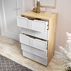 Комод Эмилия ЭЛ-18 дуб крафт золотой/меренга