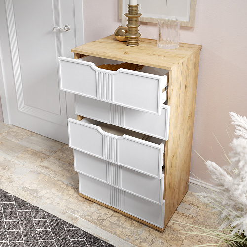 Комод Эмилия ЭЛ-18 дуб крафт золотой/меренга