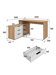 Стол угловой Оптима ОП-21 дуб крафт золотой/меренга
