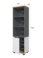 Стеллаж Скайлайт СЛ-5К (левый) блэквуд ячменный/графит/белый/меренга