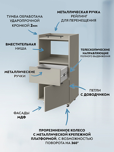 Тумба комбинированная К-33 глиняный серый/риолит