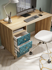 Стол Велламо ВО-18 блэквуд ячменный/морская волна (левый)