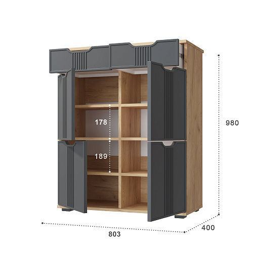 Комод Эмилия ЭЛ-20 дуб крафт золотой/графит