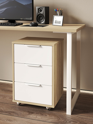 Тумба мобильная К-55 блэквуд ячменный/меренга