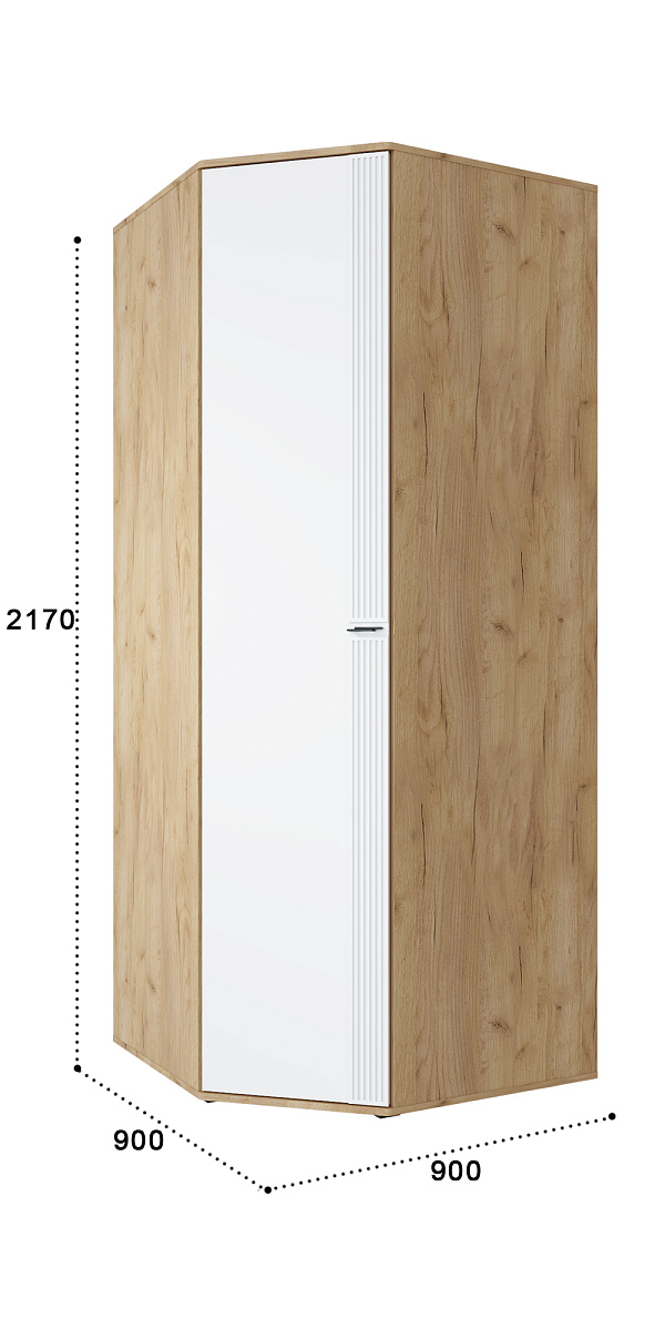 Шкаф угловой Эмилия ЭЛ-17К глухой дуб крафт золотой/меренга