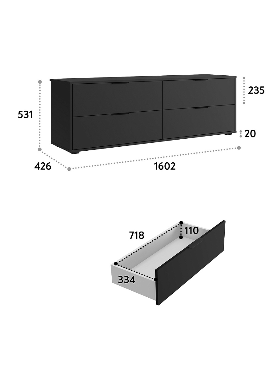 Тумба Оптима ОП-23 черный шагрень/блэк