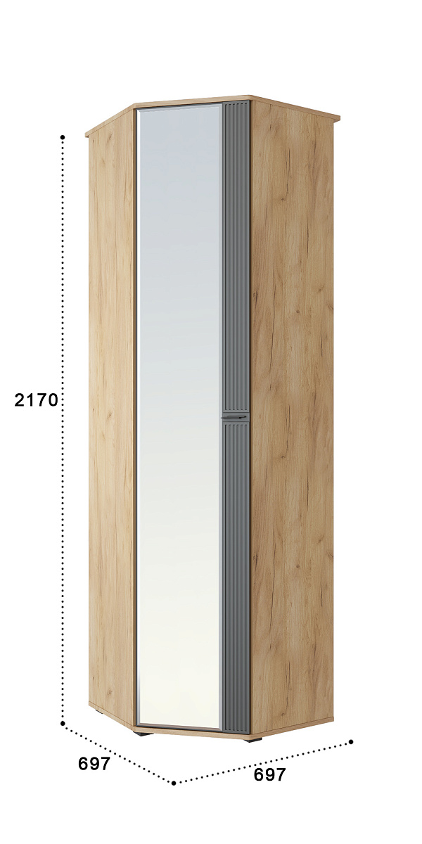 Шкаф угловой Эмилия ЭЛ-14К с зеркалом дуб крафт золотой/графит
